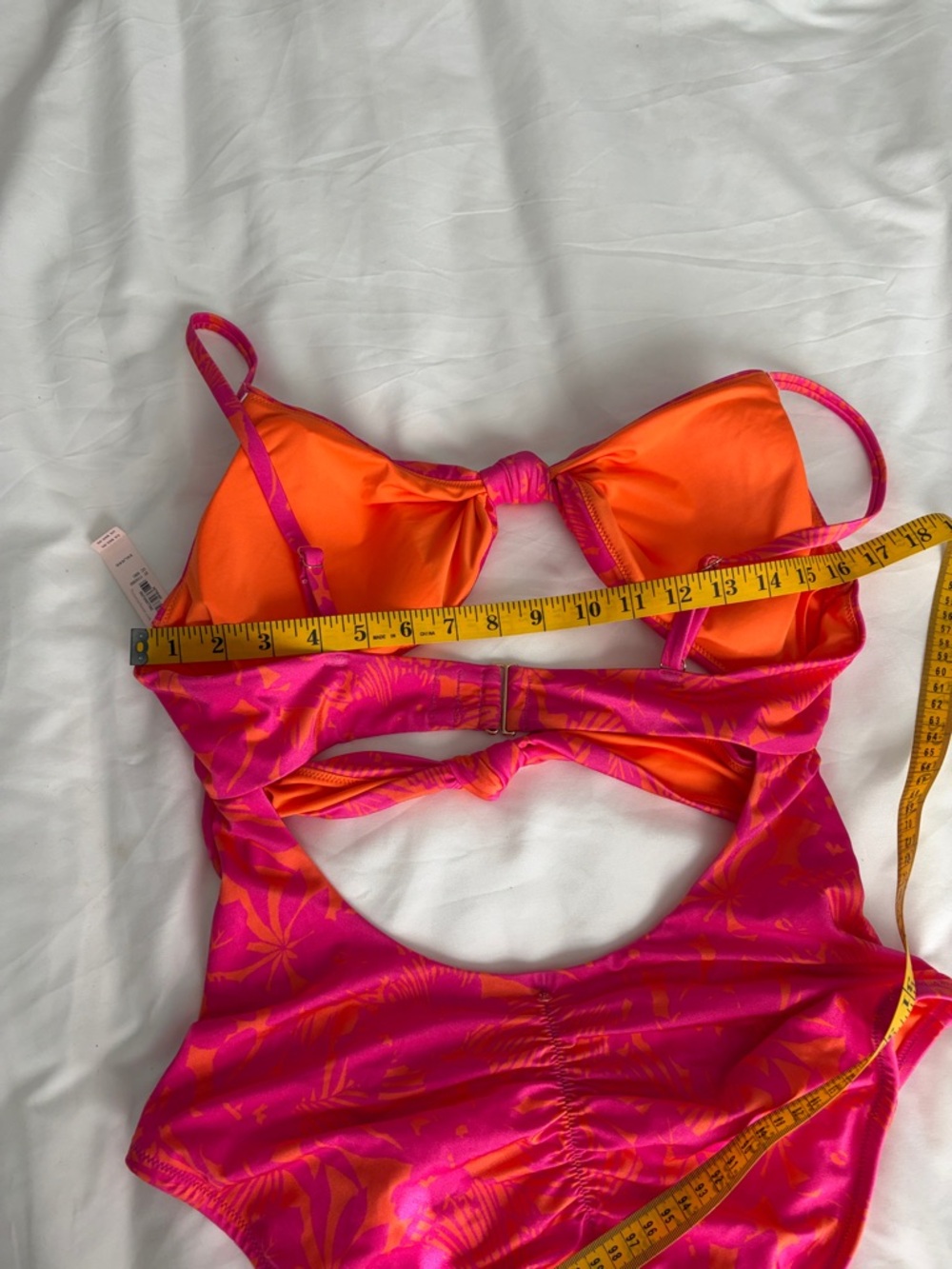NWT Victoria’s Secret Hot Pink / Orange Floral Cut-Out One-Piece Swimsuit - Picture 12 of 13